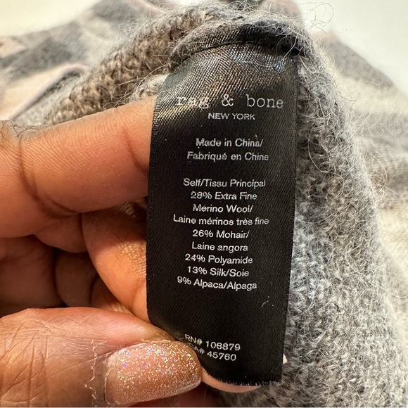 rag & bone Sinclair Sweater Pink Gray Wool Mohair Camo Print Jumper, Size S - Picture 11 of 13